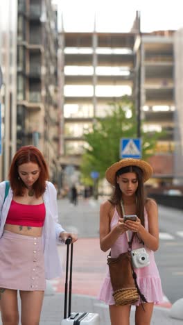 two young women on a city trip