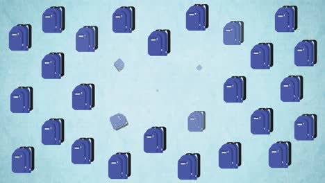 Animación-Digital-De-Múltiples-Iconos-De-Mochilas-Y-Libros-Escolares-Sobre-Fondo-Azul