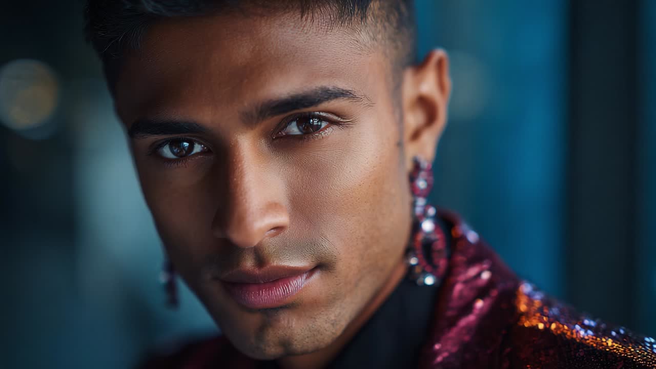 Portrait of a man with earrings