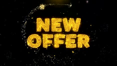 new offer text on gold particles fireworks display.