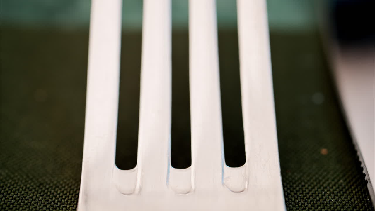 Close up of a fork and a table knife on a green napkin