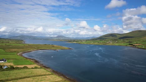 a 4k drone shot of portmagee and the island bridge from valencia island co kerry ireland looking north