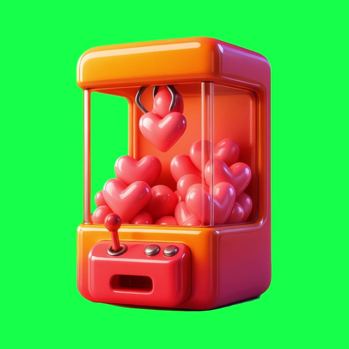 Claw Machine Picking Up a Pink Heart Toy