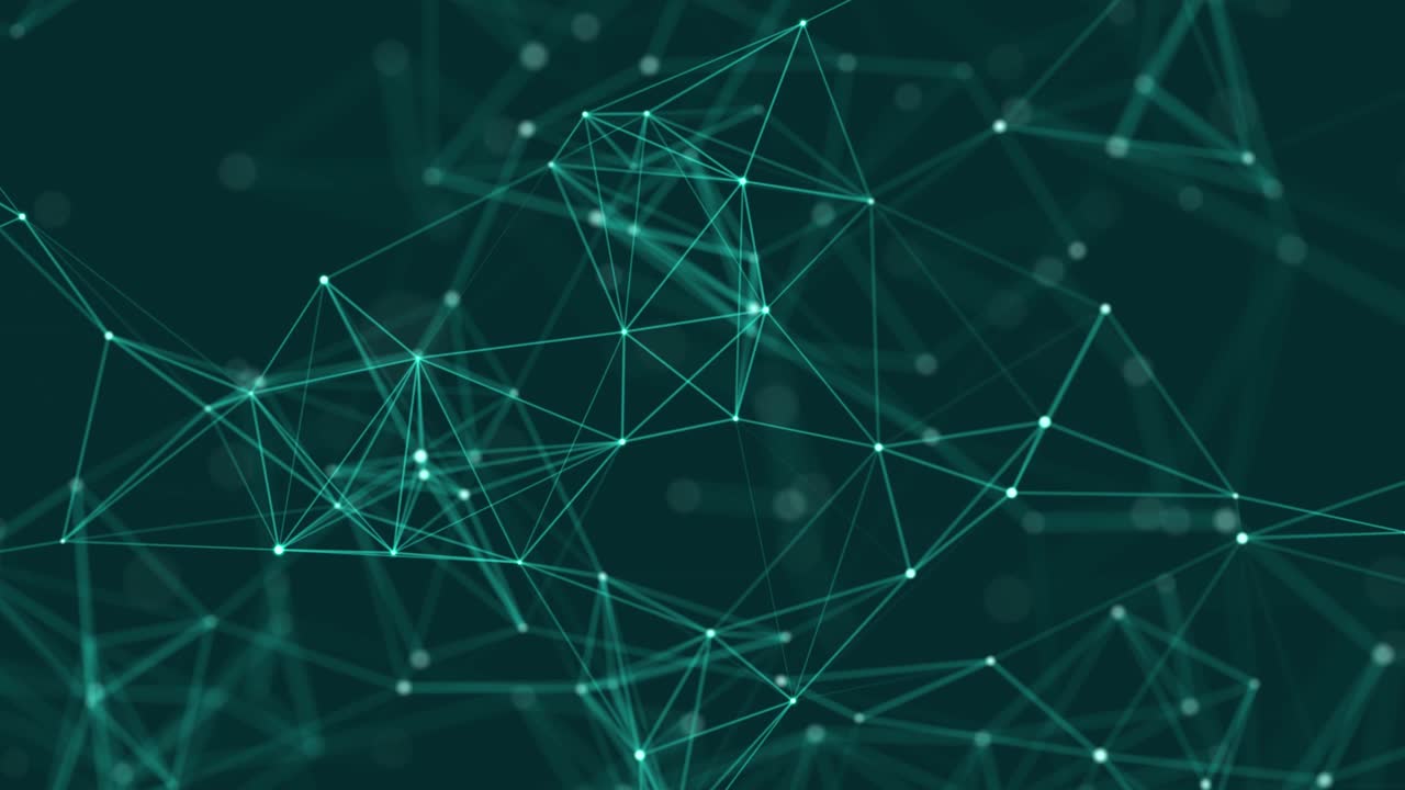 Data technology and scientific illustration. Abstract motion background of connected dots and lines. 3d rendering. Seamless loop. 4K