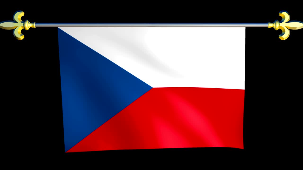gran bandera animada en bucle de la república checa
