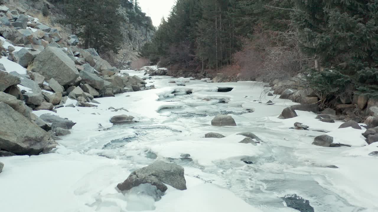 vistas aéreas de cuerpos de agua congelados en las áreas cercanas a boulder y nederland colorado