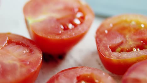 close-up of sliced tomatoes