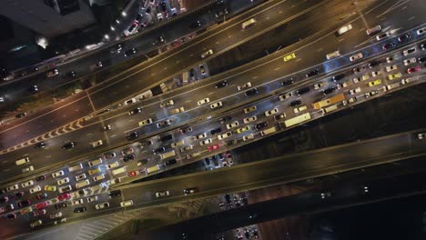 congested traffic in bangkok at night