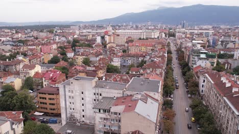 downtown sofia, bulgaria. aerial view of buildings and streets