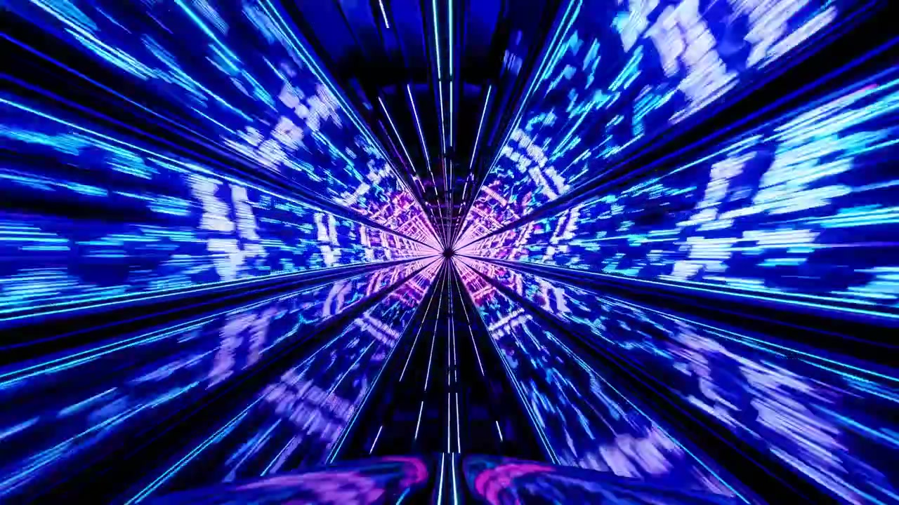 Abstract Futuristic Tunnel with Glowing Neon Blue and Pink Lights