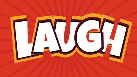 animation of laugh text on red moving background