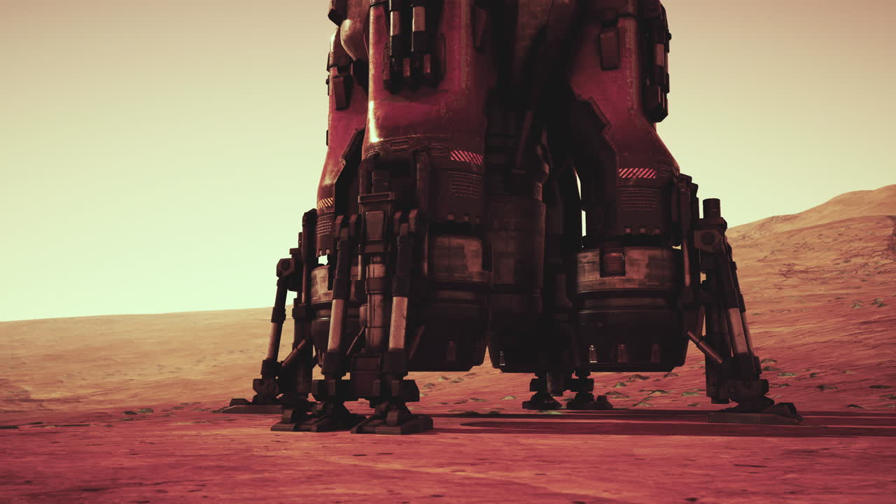 Exploring the martian surface with a futuristic base camp during twilight hours