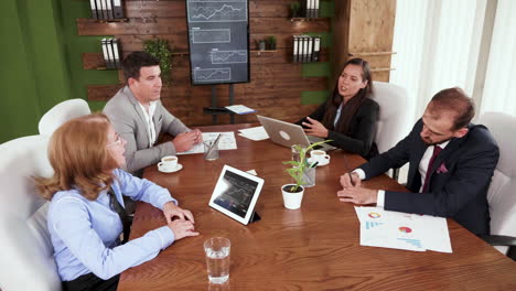 top view business people having a meeting in the conference room