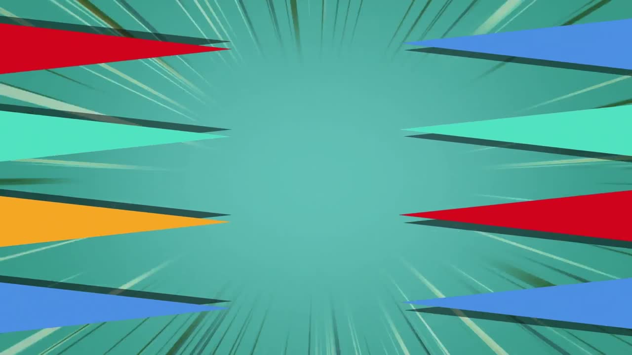 animación de formas en movimiento coloridas sobre fondo verde
