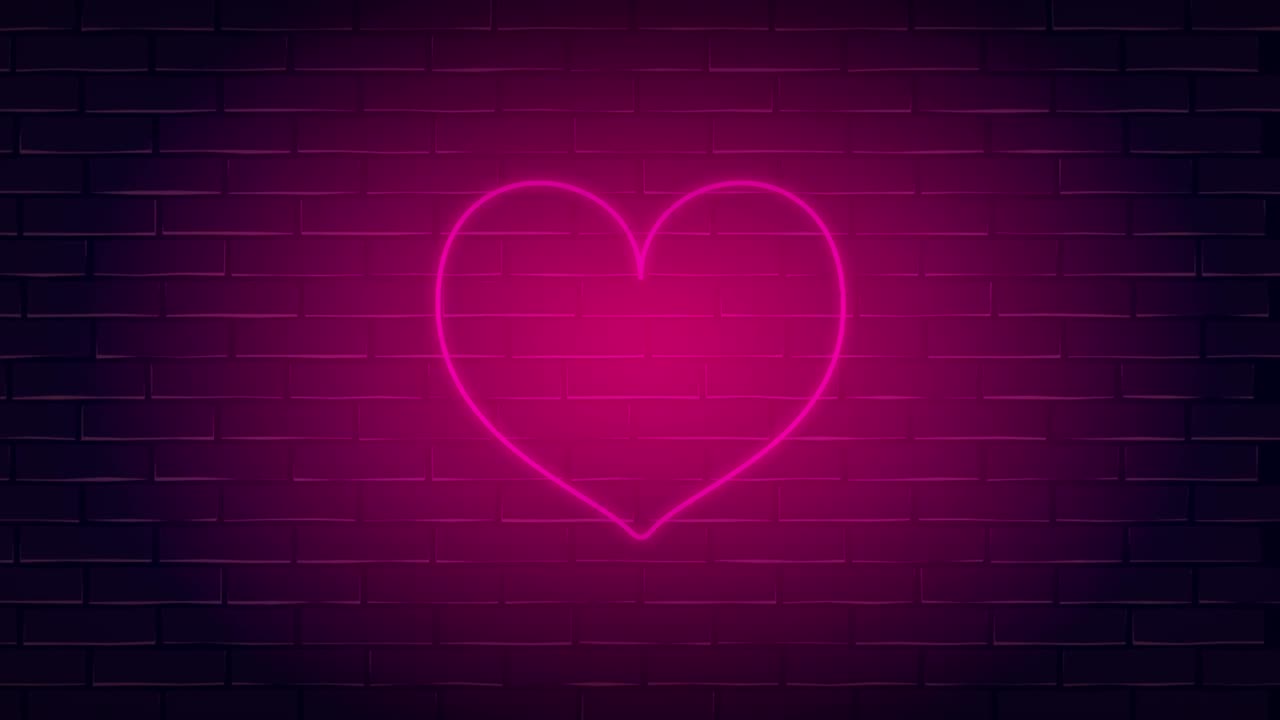 네온 모양의 빛이 빛나는 심장