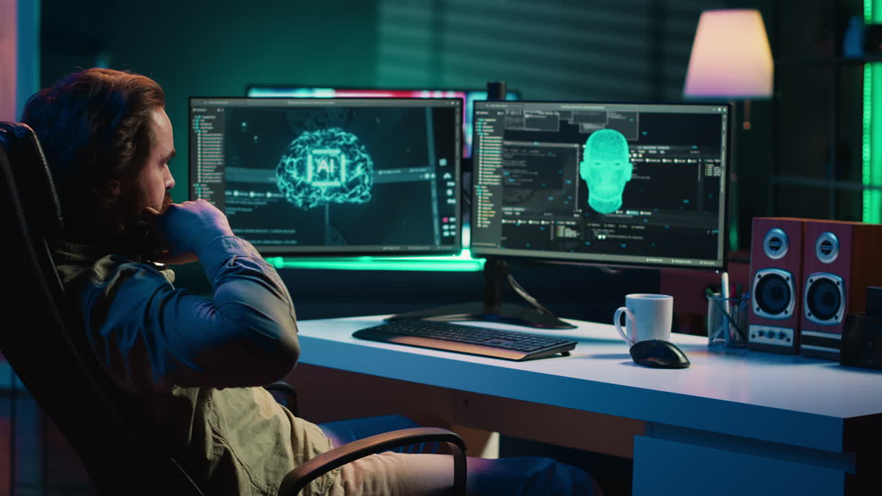 Programmer chatting with conscious AI superintelligence having moral dilemmas