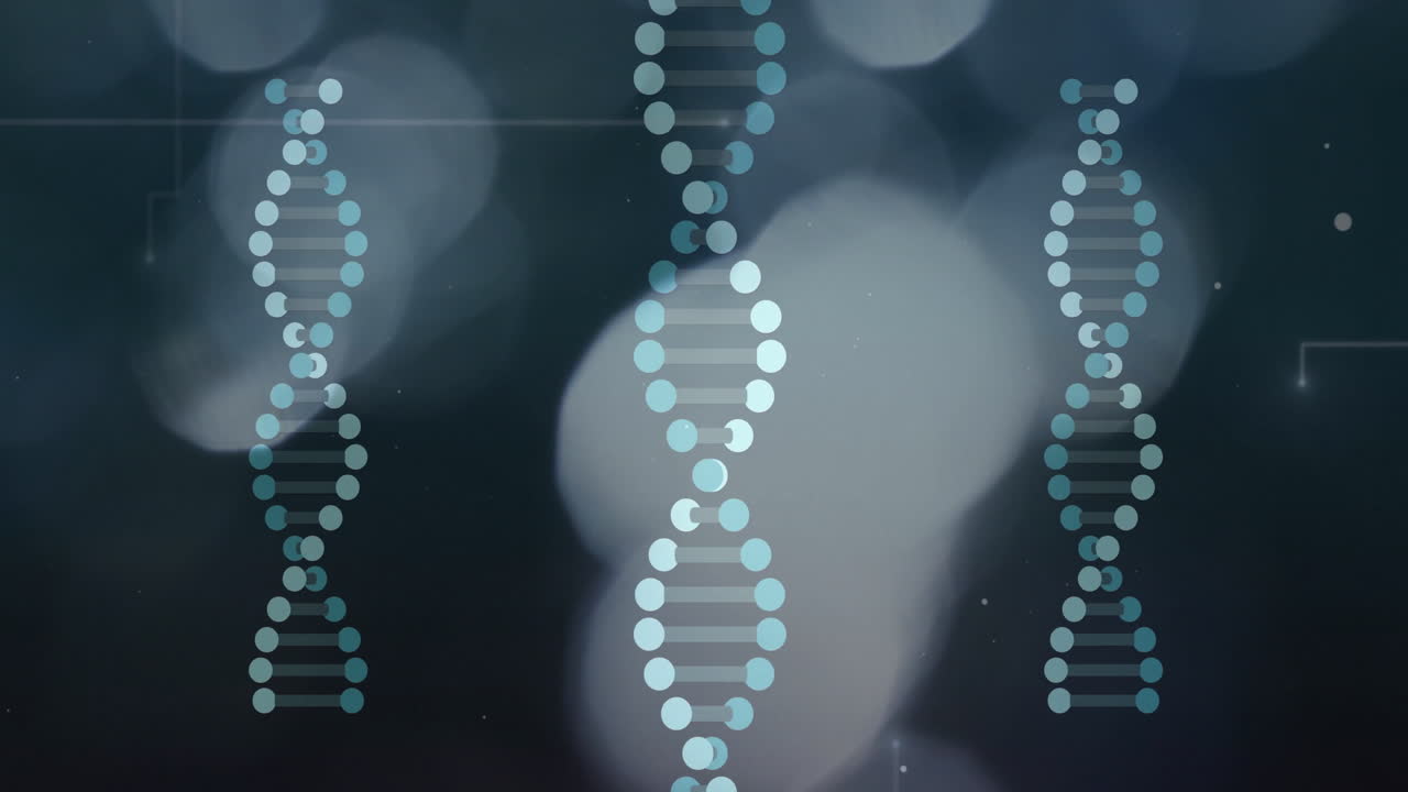 흐릿한 추상적인 배경 위에 dna 스트랜드 애니메이션