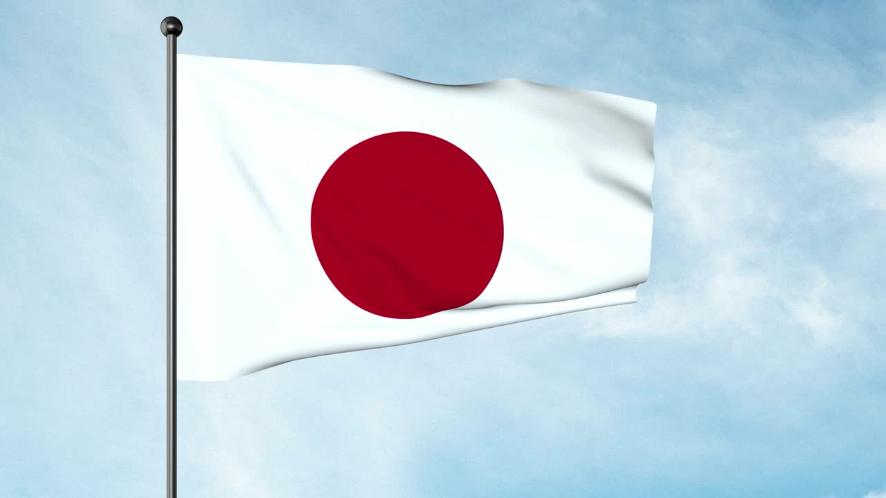 ilustración 3d de la bandera nacional de japón es una bandera blanca rectangular con un círculo rojo carmesí en su centro. nisshōki, hinomaru. tierra del sol naciente.