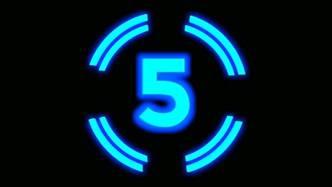 4k neon light countdown animation number ten to one on black background