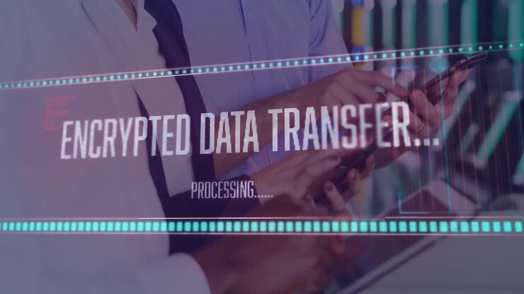 Animazione dell'elaborazione dei dati su diversi professionisti che usano smartphone