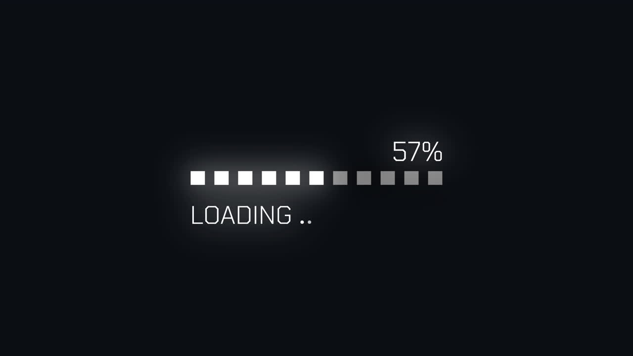 Digital Loading Progress Bar Animation with Percentage on Dark Background