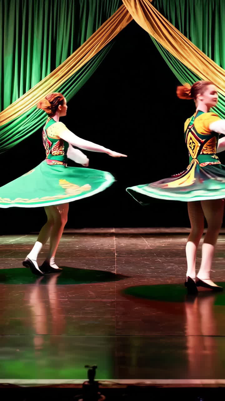 Dynamic Folk Dance Performance on Stage