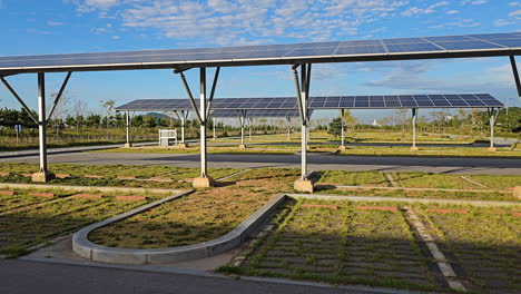 public parking lot with solar panels in south korea on sunny day