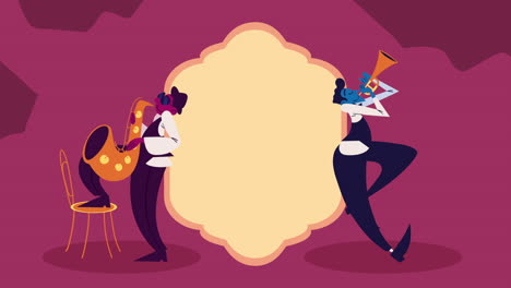artistas que tocan instrumentos musicales animación