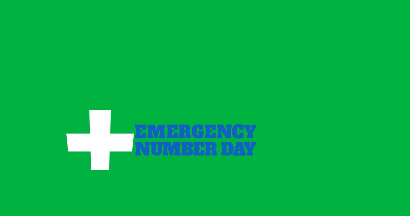 Animation einer Notrufnummer und eines Kreuz-Symbols auf transparentem Hintergrund