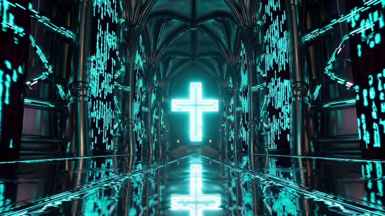 Cyberpunk Gothic Church Corridor