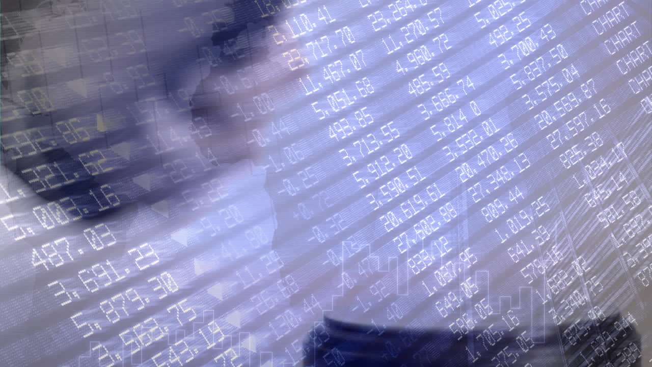 Animazione digitale di un grafico aziendale su sfondo di dati finanziari sullo schermo 4k