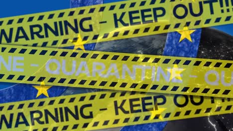 digital composite video of yellow police tapes with warning keep out quarantine text