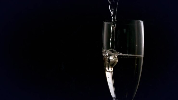 Animazione di reti di connessioni che scintillano e un calice di champagne