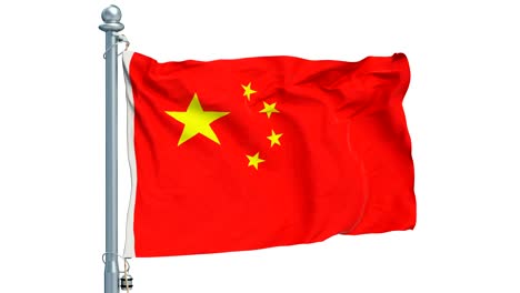 bandera china ondeando sobre un fondo blanco, animación. representación en 3d
