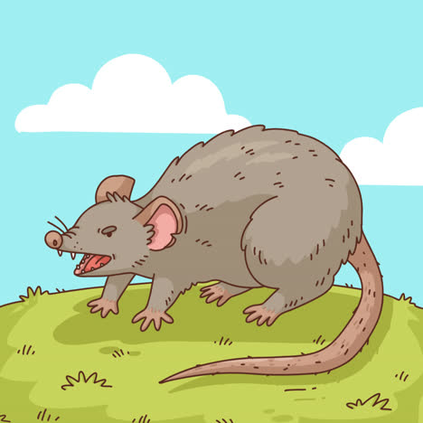 cartoon rat on grass