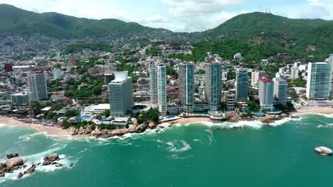 Drone-shot-of-beautiful-Playa-El-Morro-Condesa-beach-in-Mexico-city