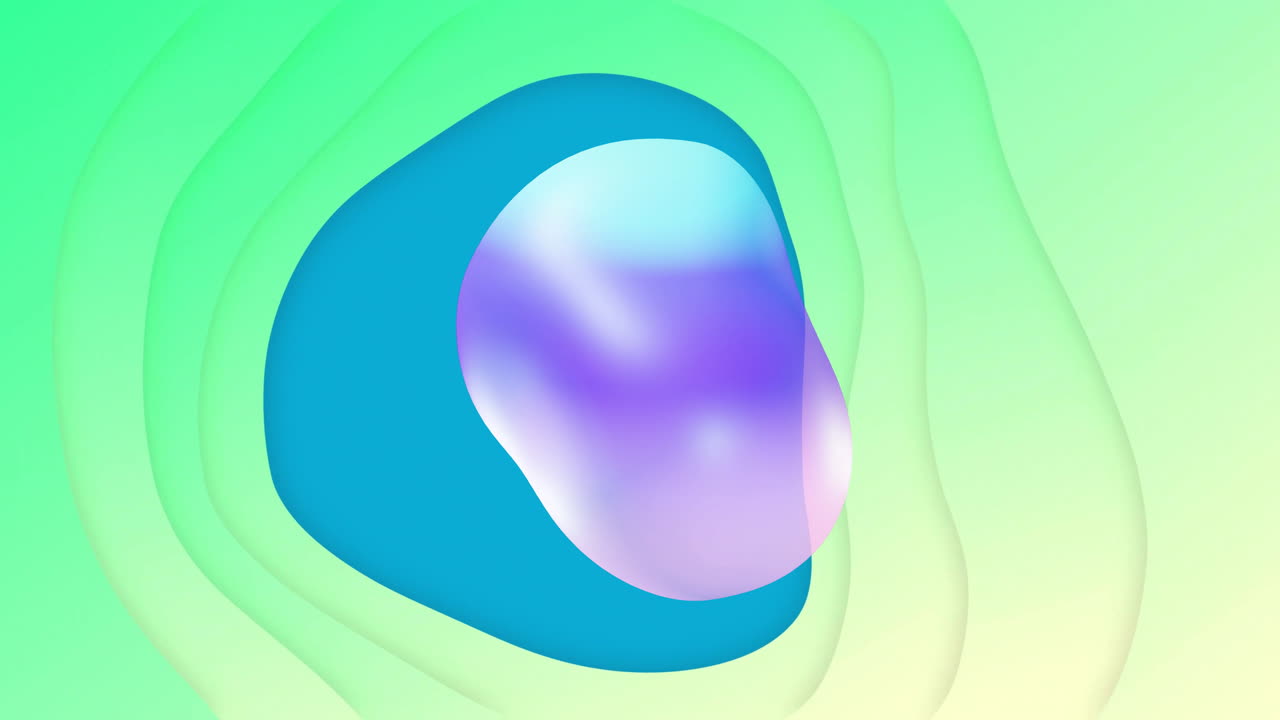 Abstract animation with fluid shapes and gradients in green, blue, and purple