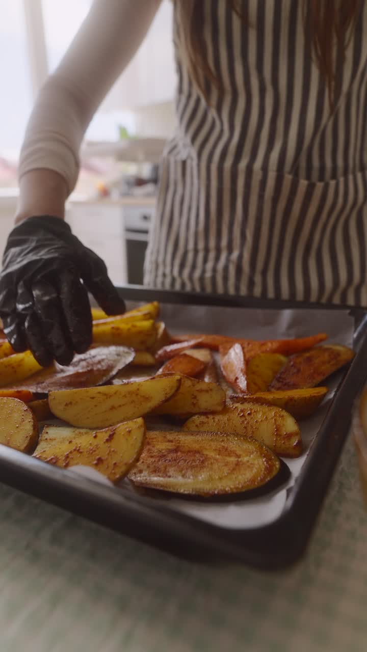 긴 채소 를 준비 하는 여자