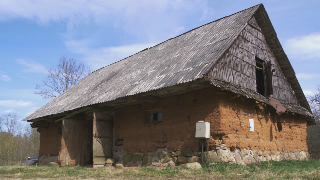 Old Clay Farm Building With Slate Sheet Roof