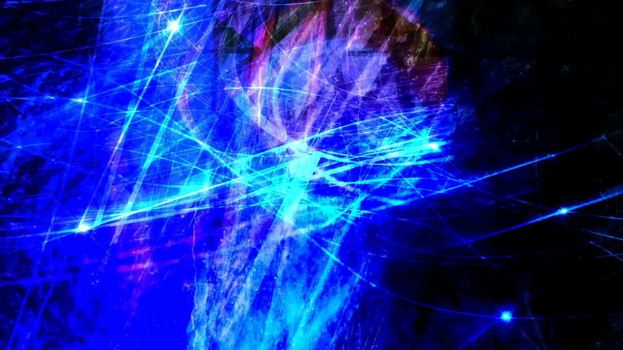 magníficos cables de datos de fibra óptica digital azul brillante en el espacio exterior - animación de fondo de movimiento de bucle sin costuras de 4k