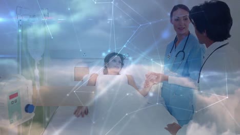 animación de la red de conexiones entre diversos médicos y pacientes