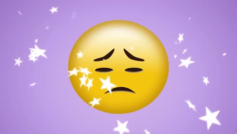 Animación-Del-Icono-Emoji-Triste-Sobre-Fondo-Morado