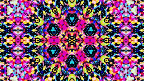 simetría estelar. efecto caleidoscopio de superficie líquida ondulada brillante con círculos distorsionados flotan como gotas de pintura en aceite. fondo creativo con gradiente multicolor en 4k. 3d