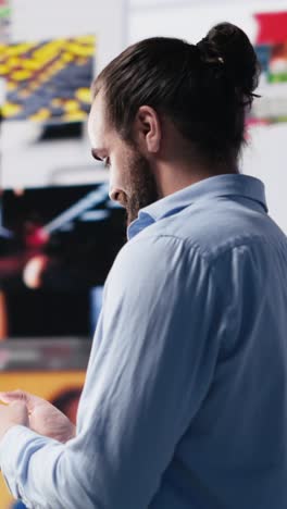 vertical video relaxed young adult connecting on a global social media platform