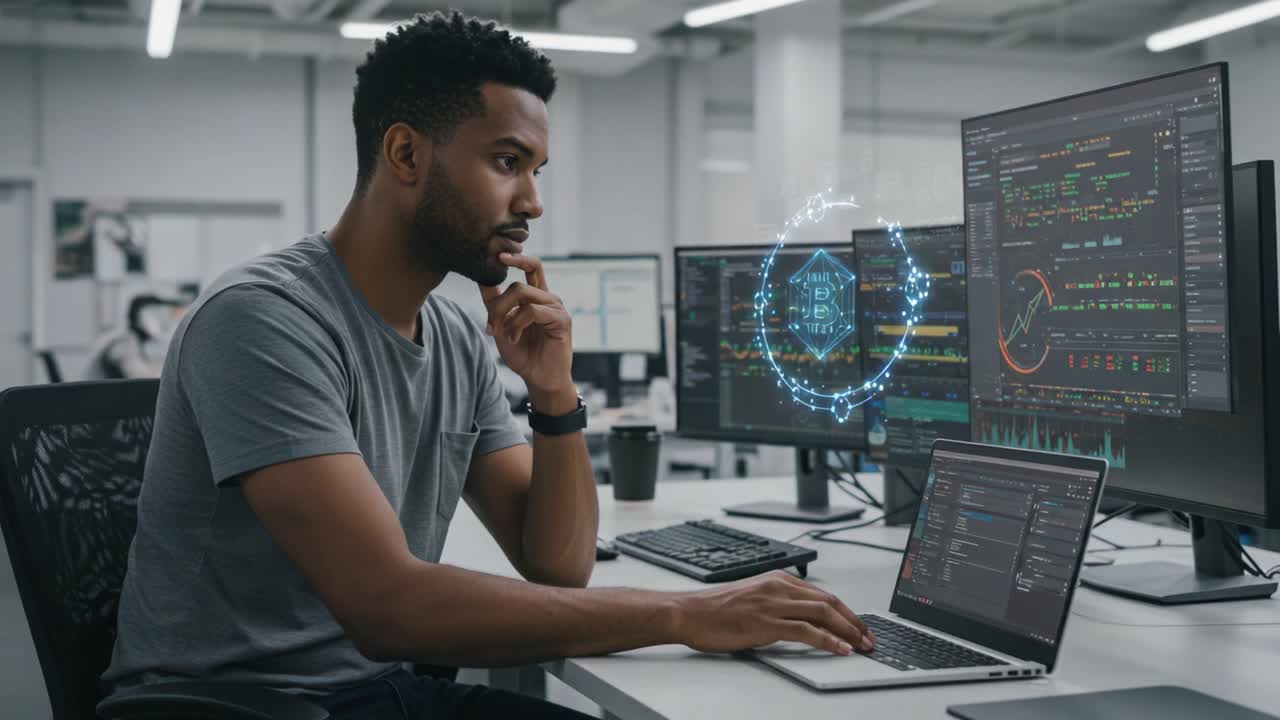 Innovative Analysis of Cryptocurrency Trends: A Focused Professional Engaged in Crypto Data Visualization and Insights for Market Forecasting