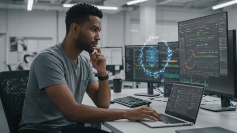 innovative analysis of cryptocurrency trends: a focused professional engaged in crypto data visualization and insights for market forecasting