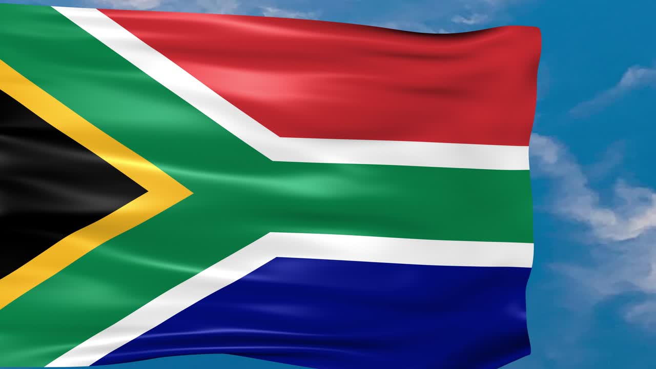 푸른 하늘 배경에 바람에 흔들리는 남아프리카 공화국 발의 비디오 애니메이션