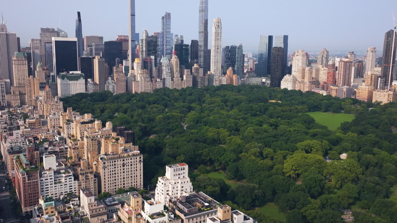 Aerial view over Lennox hill, toward the Central park and Billionaires row, NYC