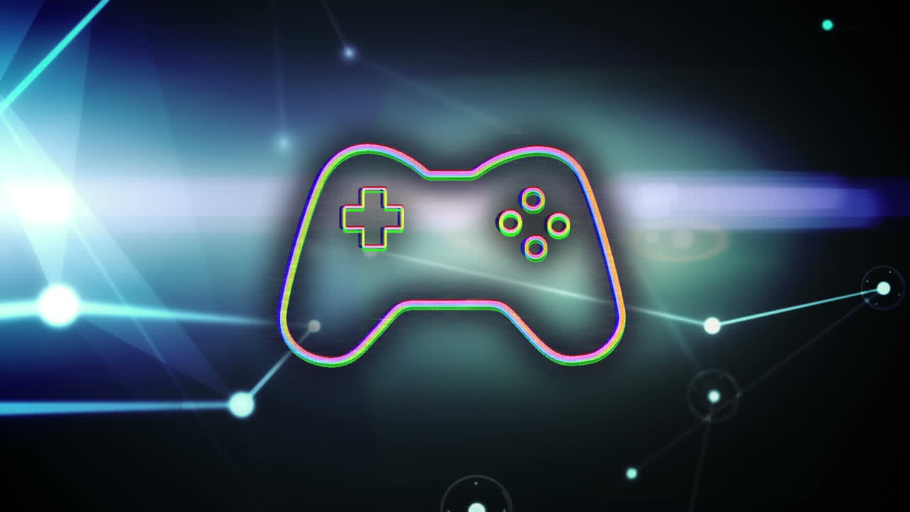 animación de la consola de vídeo a través de una red de conexiones