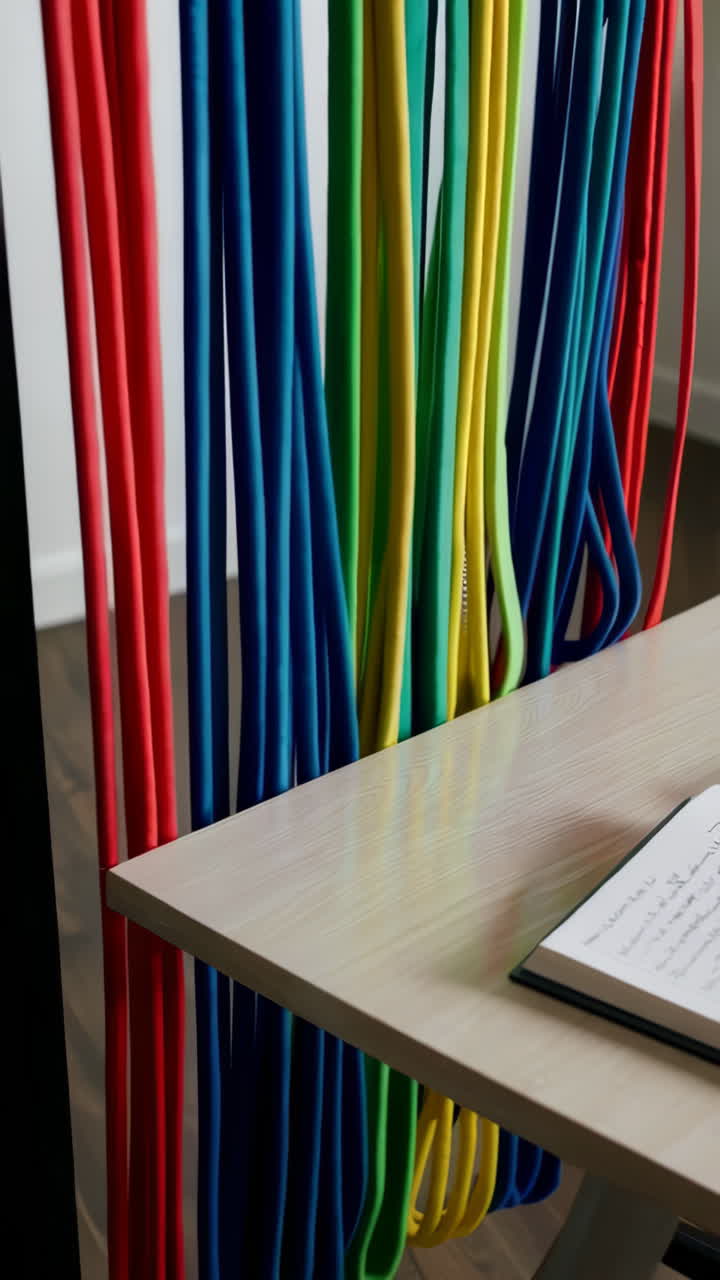 Open Notebook on Table with Exercise Ropes